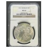 1921 Morgan Silver Dollar .77344 ASW NGC MS62