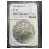 1997 Silver Eagle Dollar 1oz ASW NGC MS69