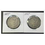 (2) 1889 & 1892 Morgan Silver Dollars .77344 ASW