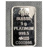 Suisse Platinum Bar 5 Gram APtW