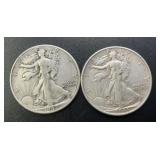 1942 & 1943 Walking Liberty Silver Half Dollars .7