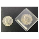 (2) 1964 Kennedy Silver Half Dollar .77344 ASW