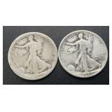(2) 1917 & 1943 Walking Liberty Silver Half Dollar