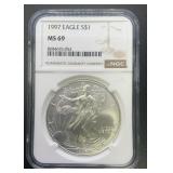 1997 Silver Eagle 1oz  ASW NGC MS69