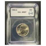 1990-D ICG MS67 Washington Quarter