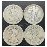 (4) Walking Liberty Silver Half Dollar .77344 ASW
