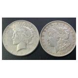 1921 & 1923 Morgan & Peace Silver Dollars .77344 A