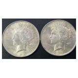 (2) 1922 & 1923 Peace Silver Dollars .77344 ASW
