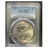 1998 Silver Eagle Dollar 1oz ASW PCGS MS68