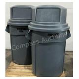 (2) Rubbermaid 55 Gallon Trash Cans