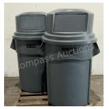 (2) Rubbermaid 55 Gallon Trash Cans