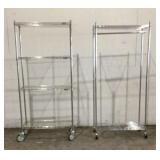 (2) ULINE Rolling Metal Wire Racks