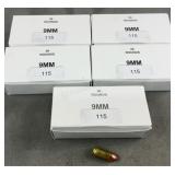 250 Rnds Reloaded 9mm 115g FMJ RN