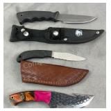 3 Fixed Blade Knives Fillet and Skinner