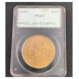 1893 $20 Liberty Head Gold Double Eagle .9675 AGW