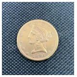 1894 S $5 Liberty Head Gold Coin .2419 AGW