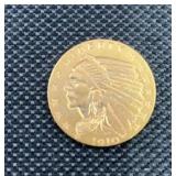 1910 Indian Head 2-1/2 Dollars Gold Coin .121 AGW