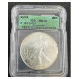 2004 1oz. Silver Eagle Dollar ICG MS70