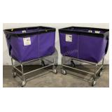 (2) R&B Wire Products Vinyl Laundry Carts