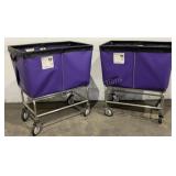 (2) R&B Wire Products Vinyl Laundry Carts