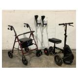Knee Scooter, Rollator, and Crutches