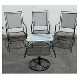 Metal Patio Chairs, Table, Umbrella Base