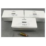 (150) Rnds Reloaded 9mm 115g HP
