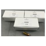 (150) Rnds Reloaded 9mm 115g FMJ