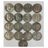 (17) Assorted Silver Half Dollars .3617 ASW