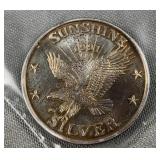 1991 1 Troy Ounce Silver Bullion Sunshine Minting