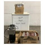Cabinet, Speakers & Coffee Maker