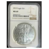 2019 1oz Silver Eagle Dollar MS-69