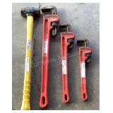 Pipe Wrenches and Sledge Hammer