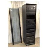 Rolling Server Cabinet with Audio Equipment-