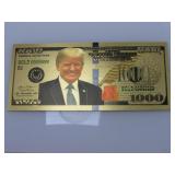 Novelty Donald Trump Gold Foil $1000 Bank Note-