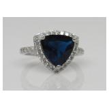 Sapphire & White Topaz Ring