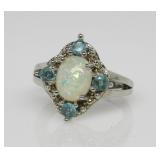 Opal & Topaz Ring