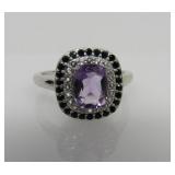 2 ct Amethyst & Black Diamond Ring
