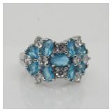 Aquamarine & White Topaz Ring