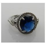 Sapphire & White Topaz Ring