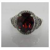 7 ct Garnet & White Topaz Ring