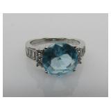 Aquamaire & White Topaz Ring