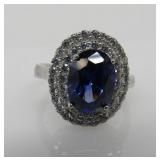 5.20 ct Sapphire & White Topaz Ring