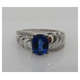 Sapphire & White Topaz Ring