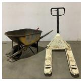 Wheelbarrow & Non-Working Pallet Jack