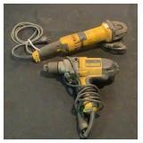 (2) DeWalt 1/2" VSR Drill And 6" Angle Grinder