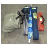 Tent, Air Mattress, Camping Chairs & Umbrella