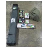 Canopy, Air Mattress, Tent, Flashlights & Shower