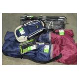 Tent, Daypack, Flashlight, and Chairs-