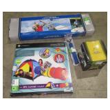 Volleyball, Play Tent, Bocce, and Ball Pump-